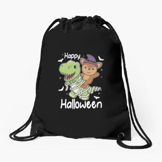 Deer Happy Halloween T-rex Mummy Costume Drawstring Bags