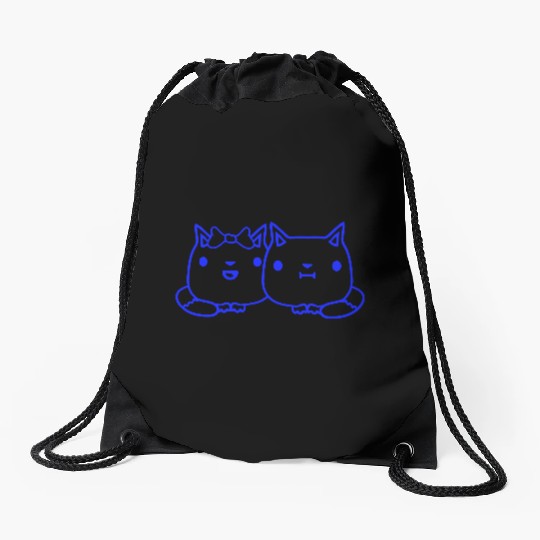 Two Romantic Cats In Love 2 Friends Couple Team Drawstring Bags