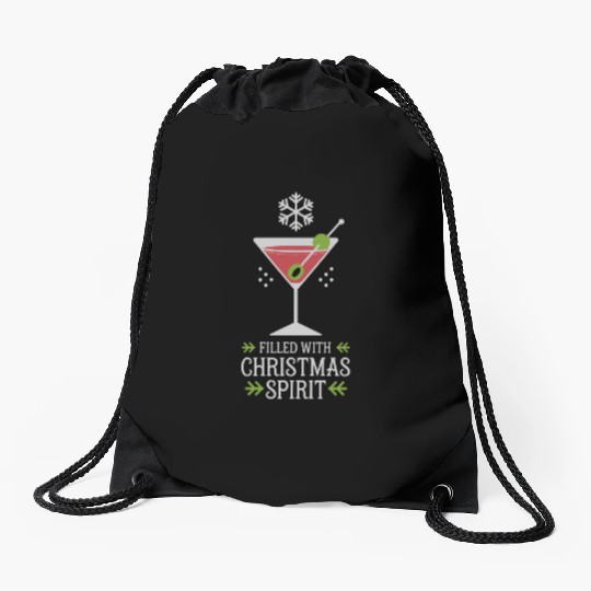 Filled With Christmas Spirit Festive Cocktail Drawstring Bags