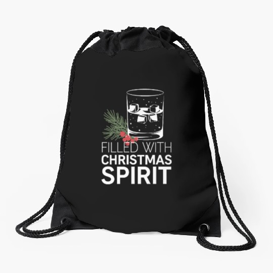 Filled With Christmas Spirit Festive Cheer Artwork Drawstring Bags