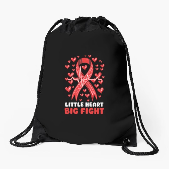CHD Awareness Little Heart, Big Fight Drawstring Bags