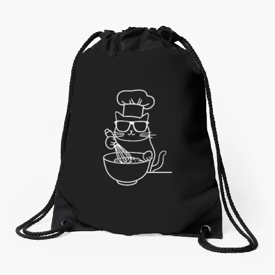 Cat Wearing Sunglasses Chef Baker Bakery Drawstring Bags