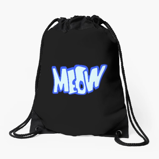 Funny Meow Cat Cartoon Text Quote Comic Letters Drawstring Bags