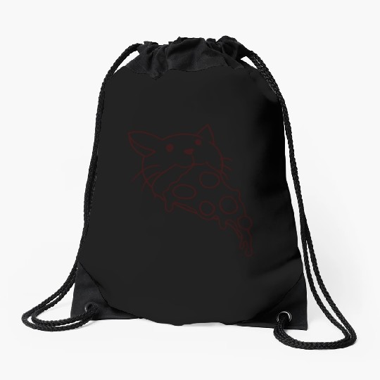 Cat Eats Yummy Salami Pizza Hunger Fast Food Mouth Drawstring Bags