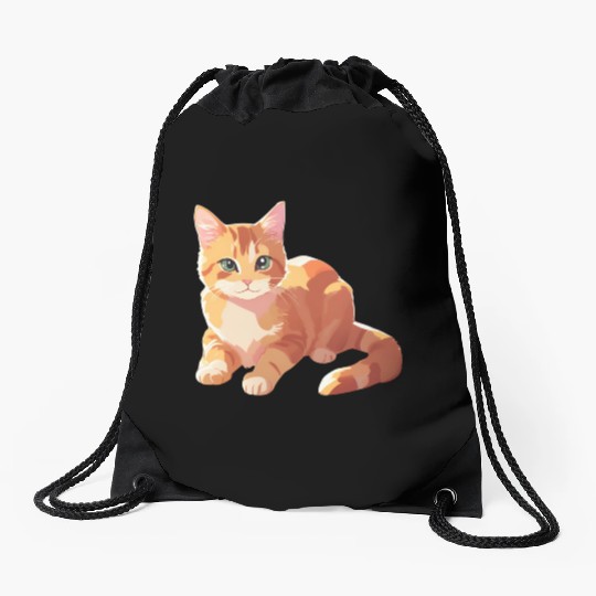 A Cute Orange Cat Drawstring Bags