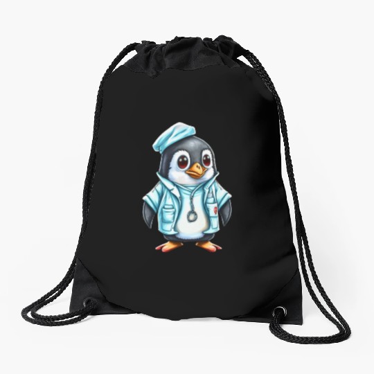 Penguin Doctor, Penguin Famila, funny penguin Drawstring Bags