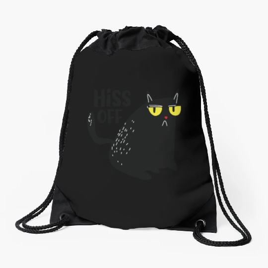 hiss off cat Drawstring Bags