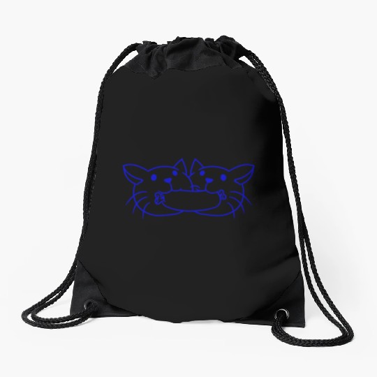 2 cats eating sausage in mouth love friends couple Drawstring Bags