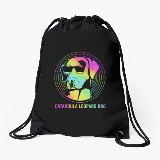 Funny Catahoula Leopard Dog With Sunglasses Drawstring Bags