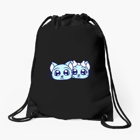 Two Romantic Cats In Love 2 Friends Couple Team Drawstring Bags