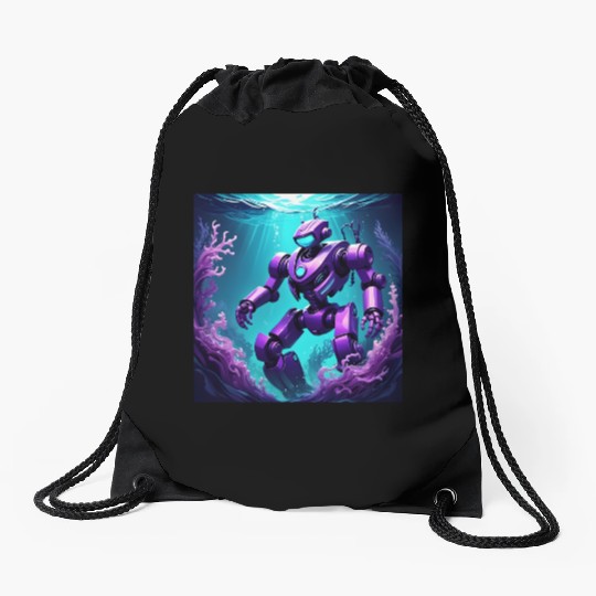 underwater military robot Drawstring Bags