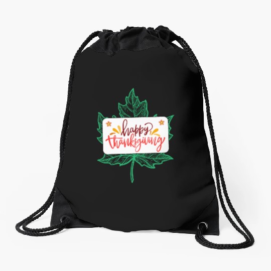 Happy Thanksgiving Leaf Drawstring Bags