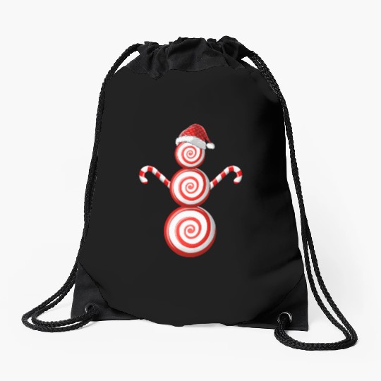 Funny Christmas Drawstring Bags Peppermint Candy Snowman
