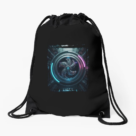 Zodiac sign Libra in cyberpunk era Future Drawstring Bags