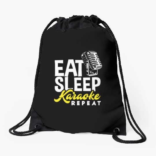 Eat Sleep Karaoke Repeat Microphone Music Drawstring Bags