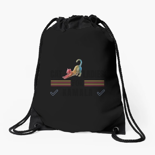 Cat Ladies For Kamala Harris, US 2024 Elections Drawstring Bags