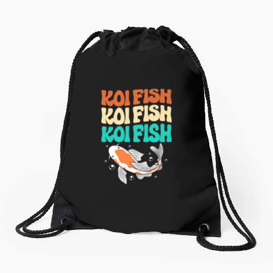 Retro Colorful Koi Fish Japanese Koi Carp Fish Drawstring Bags