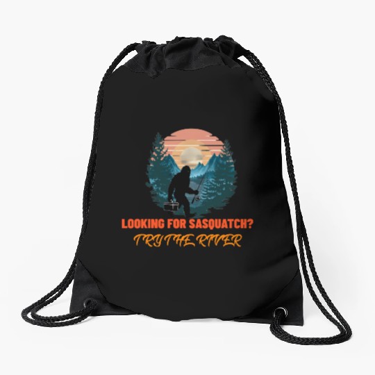 Looking for Sasquatch? Try the river. Drawstring Bags