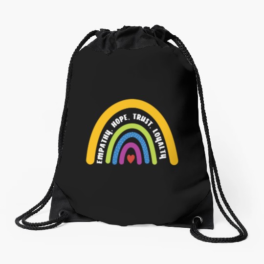Empathy Hope Trust Loyalty Rainbow Drawstring Bags