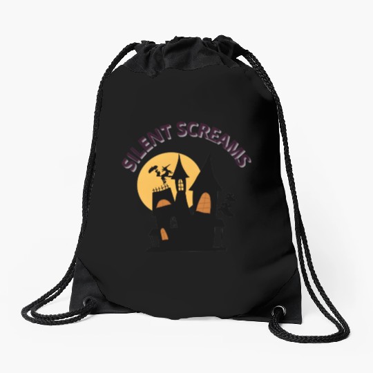 Whispers of the Haunted House Design Drawstring Bags