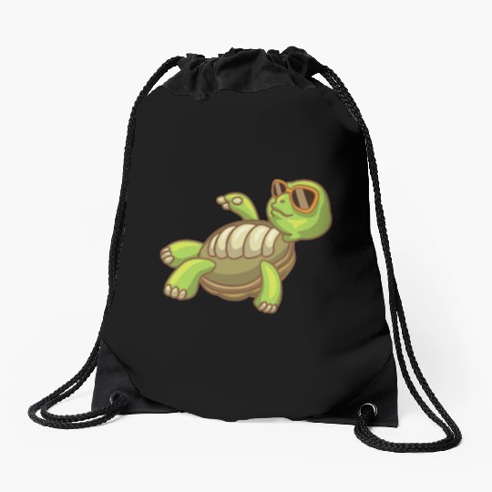 Sea Turtle Ocean Beach Relaxing Turtle Drawstring Bags