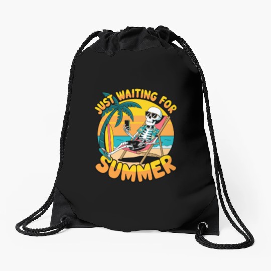 just waiting for summer Drawstring Bags