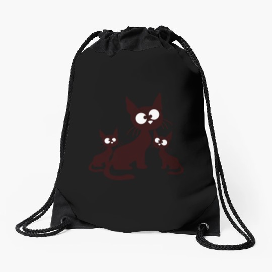 Crazy Cats Family Mom Dad 2 Small Cute Kids Babies Drawstring Bags