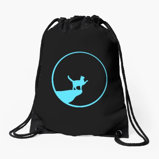 Cat Moon Cliff At Night Werewolf Round Howling Fun Drawstring Bags
