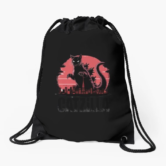 Catzilla: Fierce Feline Monster Drawstring Bags