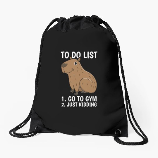 Capybara Procrastination Drawstring Bags