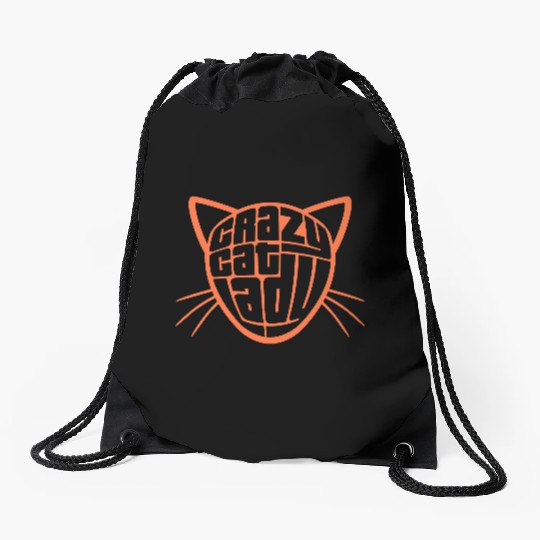 Crazy Cat Lady Text Love Saying Quote Weird Woman Drawstring Bags
