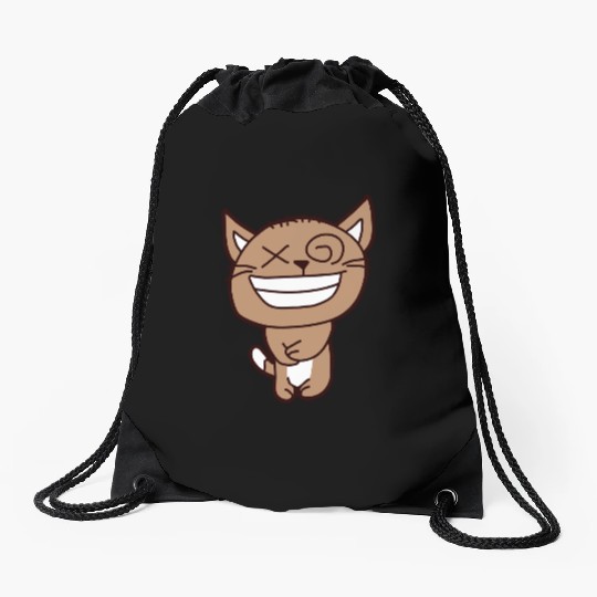 Crazy Cat Weird Funny Eyes Cool Grimace Cartoon Drawstring Bags
