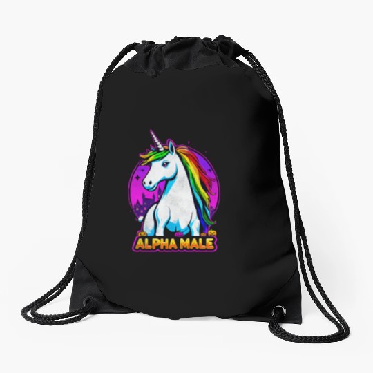 Alpha male LGBT unicorn Halloween Neon Colors Drawstring Bags