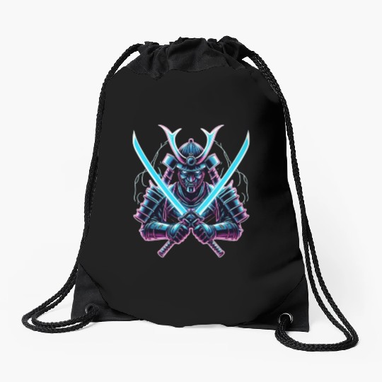 Neon Samurai Drawstring Bags