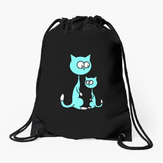 2 Curious Cats Looking Funny Mom Dad Little Kid Drawstring Bags