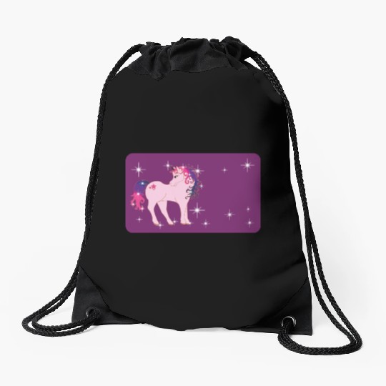 Fantasy unicorn - purple - design for girls Drawstring Bags