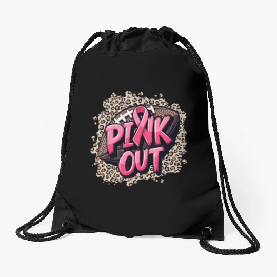 Pink Out Breast Cancer Football Coquette Bow Mom Drawstring Bags