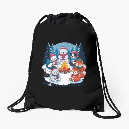 Winter wonderland vibes Drawstring Bags