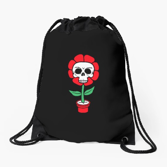 Evil Skull Flower Horror Halloween Skeleton Head Drawstring Bags