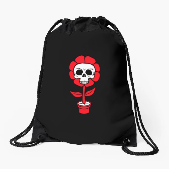 Evil Skull Flower Horror Halloween Skeleton Head Drawstring Bags