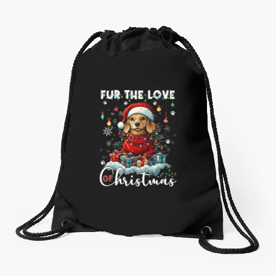Dachshund Christmas Tree Lights Decorations Dog Drawstring Bags
