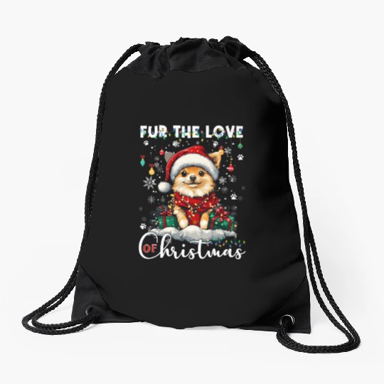 Pomeranian Christmas Tree Decorations Dog Lover Drawstring Bags