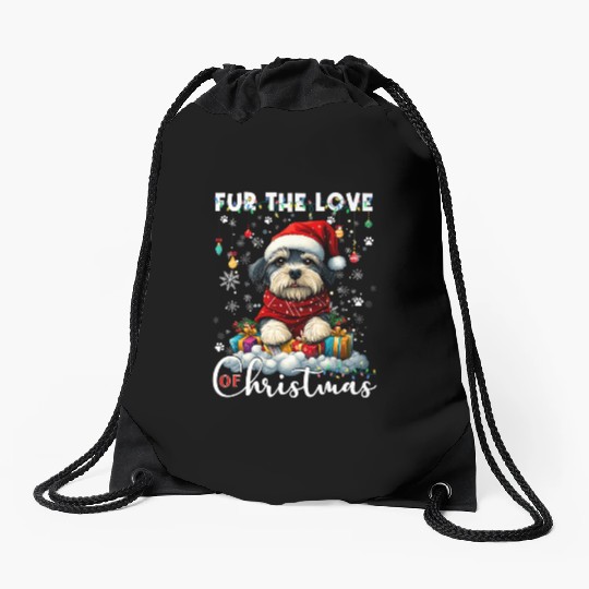 Shih Tzu Christmas Tree Lights Decorations Dog Drawstring Bags