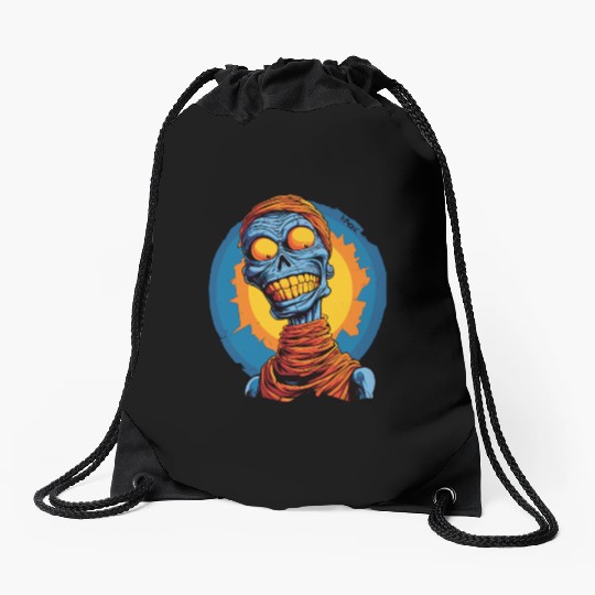 Blue and Funny Cartoon Skeleton Skull Mummy Drawstring Bags