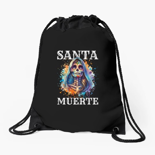 Santa Muerte for Karnival, Halloween and Día de Drawstring Bags