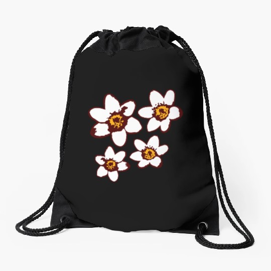 Beautiful White Daisies Flowers Spring Summer Fun Drawstring Bags