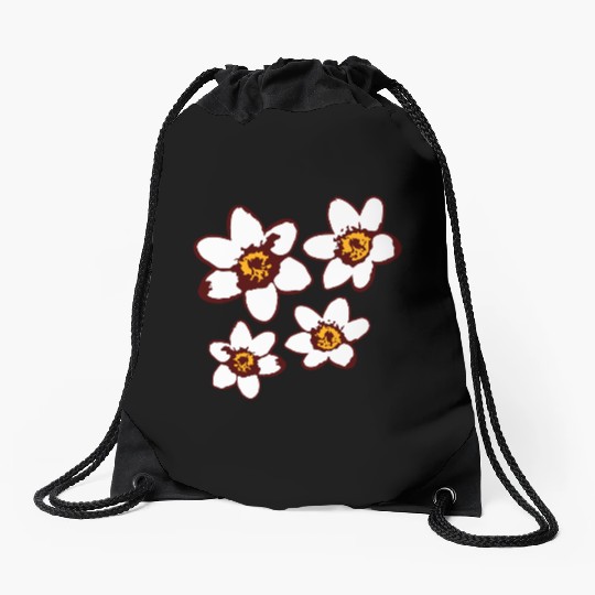 Beautiful White Daisies Flowers Spring Summer Fun Drawstring Bags