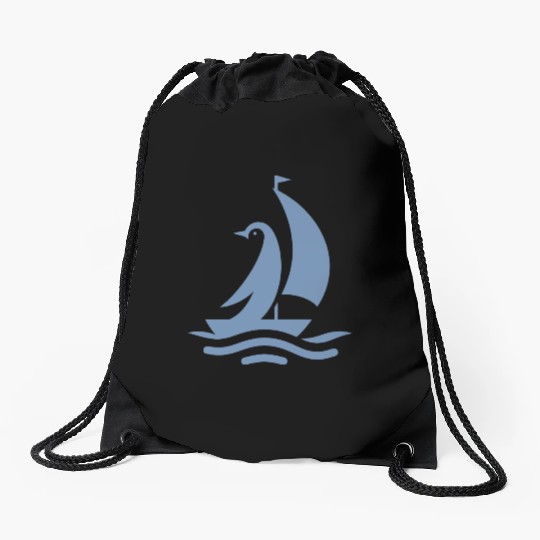 Penguin sailboat sailing silhouette minimalist Drawstring Bags
