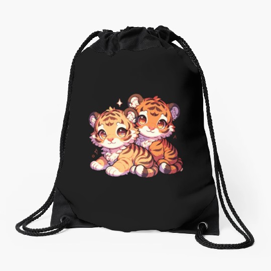 Adorable Baby Tiger Cubs Artwork - Cute and Drawstring Bags