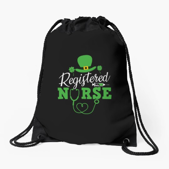 Registered Nurse St Patricks day Shamrock Nursing Drawstring Bags